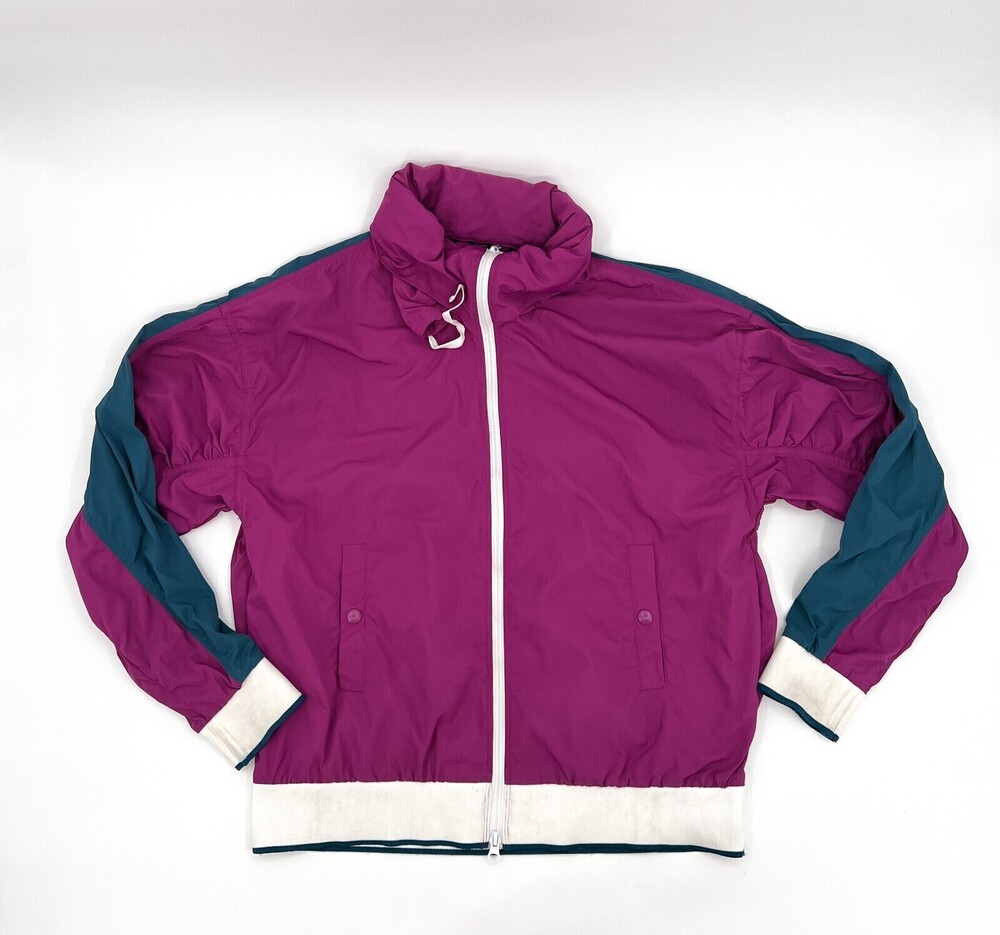 Free People FB Jacket Womens Small Pink Windbreaker Hooded Long Sleeve Pockets